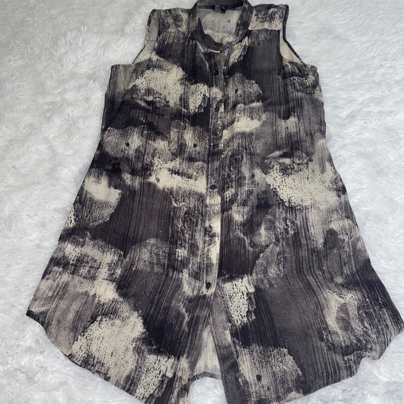 Eileen Fisher Silk abstract Sleeveless Tunic Blouse Excellent Condition - Picture 1 of 6